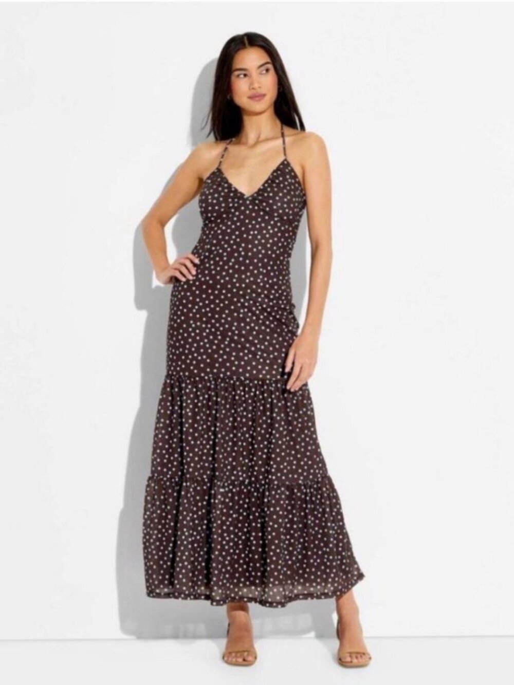 Wild Fable Women's Brown and Black Dress